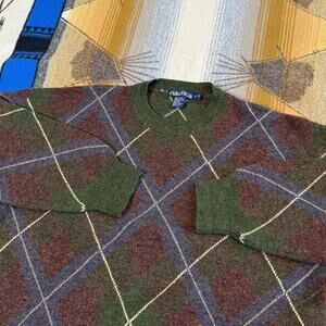 Vintage Men’s Nautica 100% Wool Argyle Pullover Knit Sweater Size Large